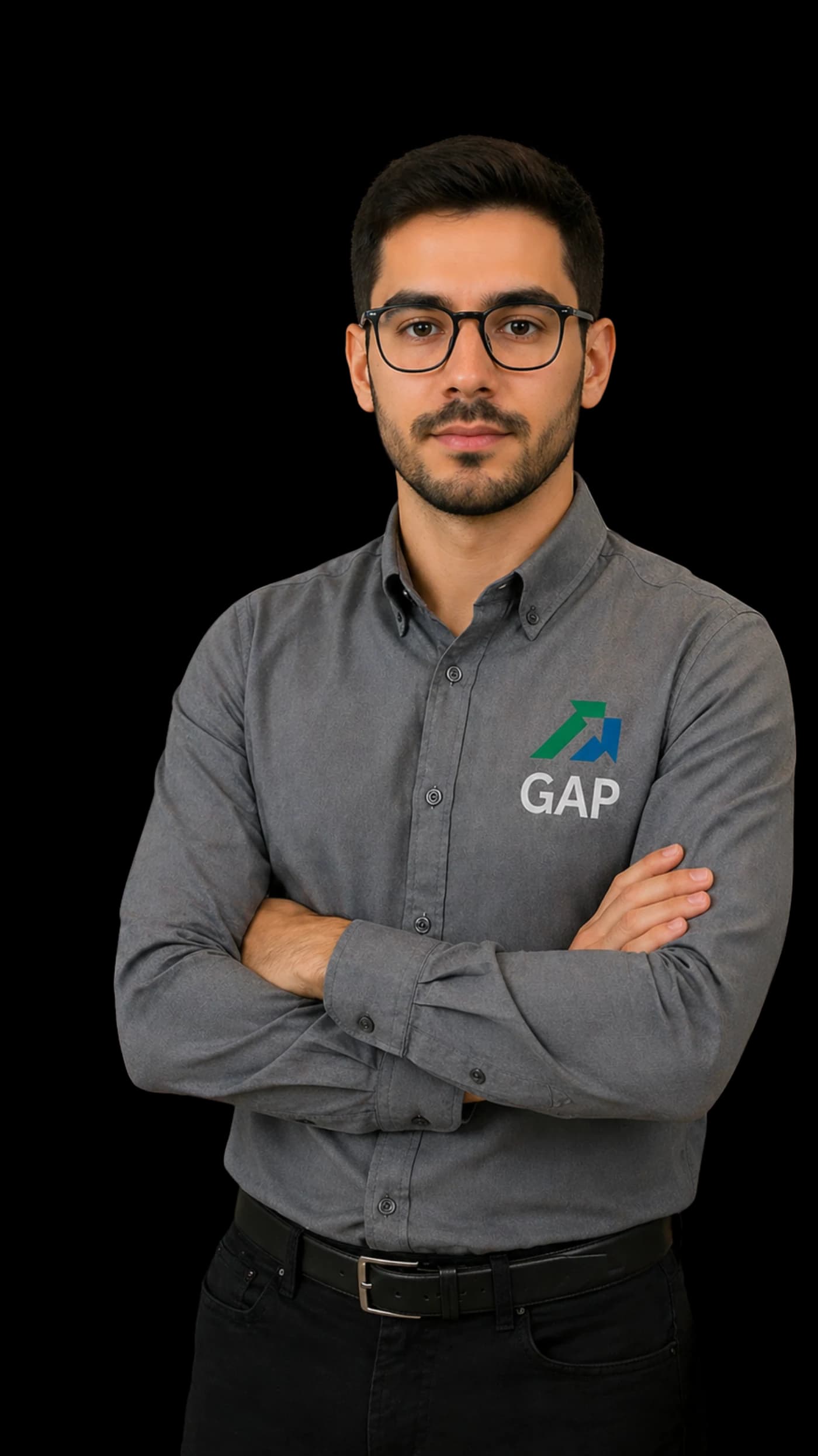 Profissional GAP com uniforme institucional